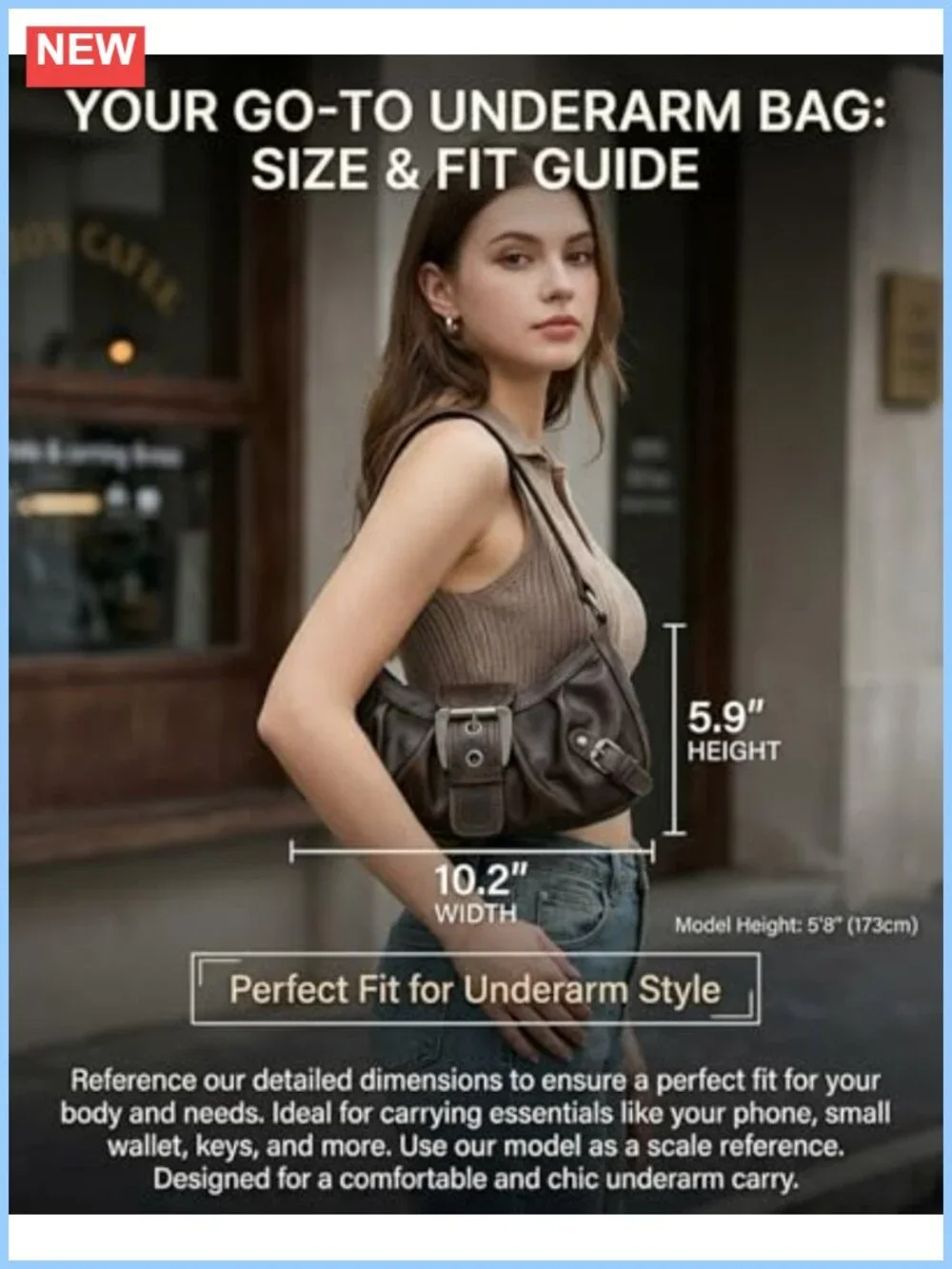 PU Leather Hobo Shoulder Bag Y2K Goth Punk Crescent Underarm Purse